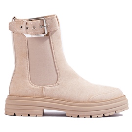 Stivaletti in camoscio beige con fibbia Shelovet