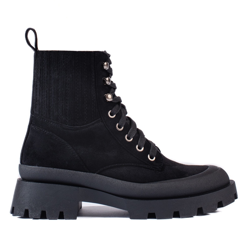 Stivaletti stringati in pelle scamosciata nera Shelovet nero