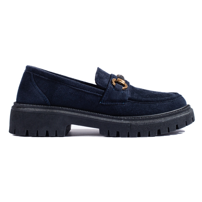 Mocassini da donna Shelovet in camoscio blu navy