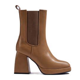 Stivaletti Chelsea da donna marroni Shelovet con tacco largo marrone