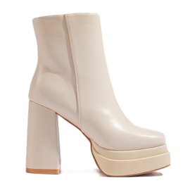 Stivaletti Shelovet color crema con tacco alto beige