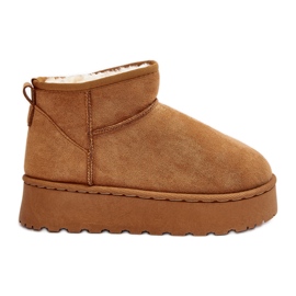 Stivali da neve con plateau da donna isolati con pelliccia Xamella color cammello marrone