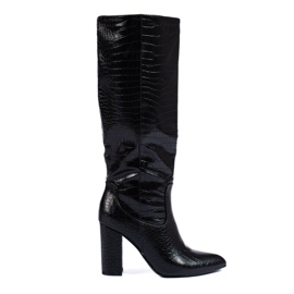 Shelovet stivali neri con tacco da donna nero