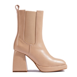 Stivaletti Chelsea da donna Shelovet beige con tacco largo