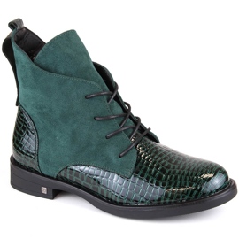 Stivali con tacco piatto da donna, isolanti, verdi Potocki SZ12080 verde