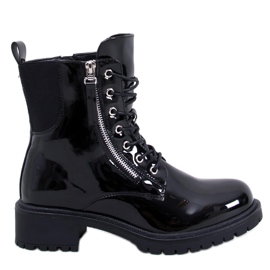 Stivaletti stringati verniciati Dendy Black nero
