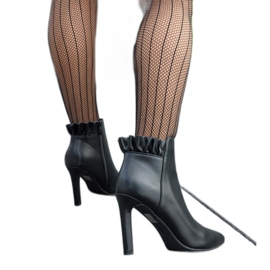 Stivaletti neri con volant su stiletto Roger nero