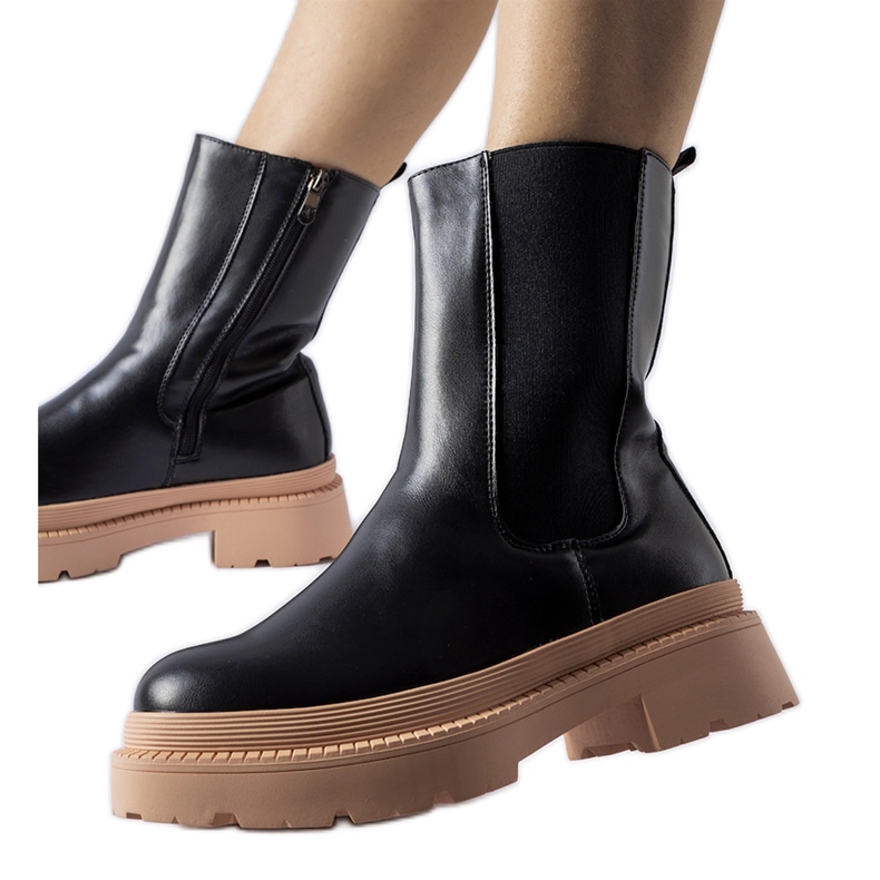 Stivaletti neri con suola Garden rosa chiaro nero