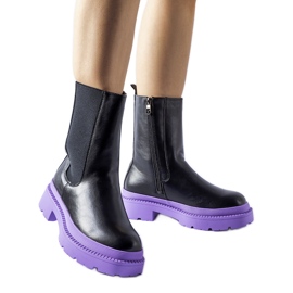 Stivaletti neri con suola Garden viola nero