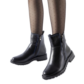 Stivaletti neri con filo decorativo Nereo blu nero