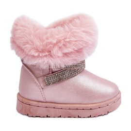 Stivali da neve per bambini Hollee rosa con zirconi