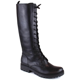 Comodi stivali da donna in pelle con isolamento nero Rieker 78543-00