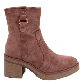 Stivaletti Cooke Khaki con tacco largo marrone