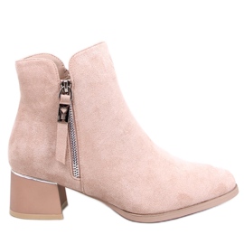 Leines Stivaletti beige con tacco basso