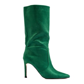 Stivali con tacco Shelovet in camoscio verde
