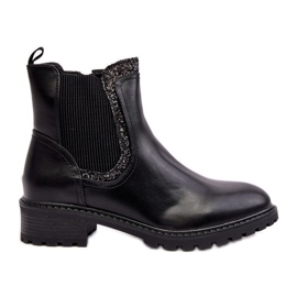 Stivaletti Chelsea da donna con gambale basso e tacco piatto, Nero Kassona