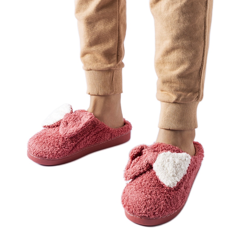 Calde pantofole rosa scuro con fiocco Delfio