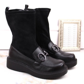Stivali da donna, mocassini con plateau neri isolanti, Sabatina DM23-18N nero