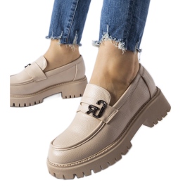 Mocassini classici beige con fibbia