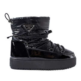 Doposci in vernice nera con elastico nero