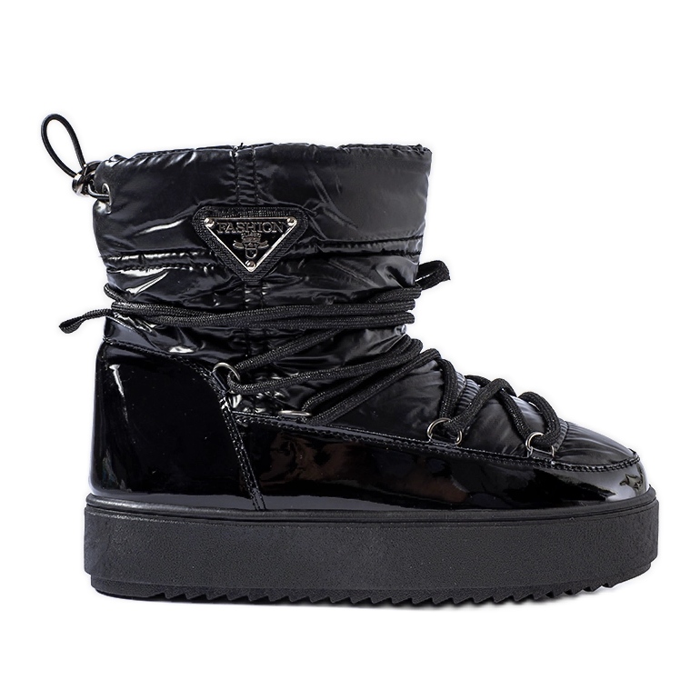 Doposci in vernice nera con elastico nero