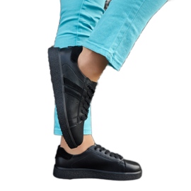 Sneakers stringate in pelle nera nero