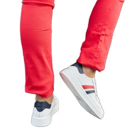 Sneakers stringate in pelle bianca bianco