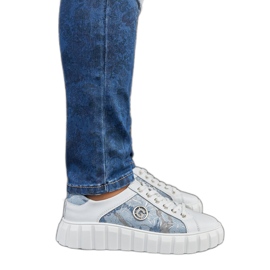 Sneakers in pelle bianca e blu bianco