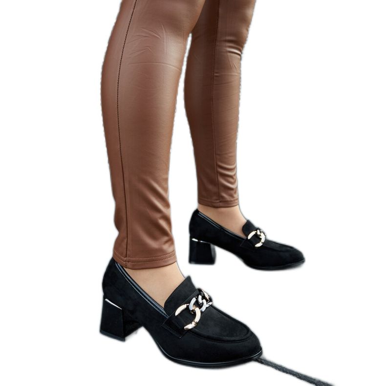 Décolleté nere con blocco in eco-pelle scamosciata nero