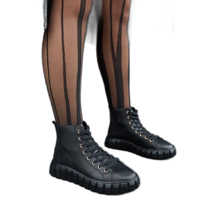 Sneakers lunghe Carassai in pelle nera nero