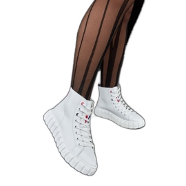 Inna Sneakers Carassai lunghe in pelle bianca bianco
