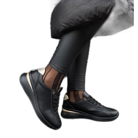 Sneakers con zeppa in pelle nera di Federico nero