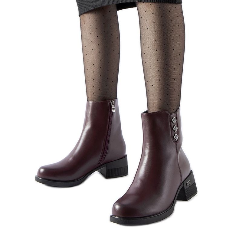 Stivaletti isolanti bordeaux con zirconi Insignia rosso