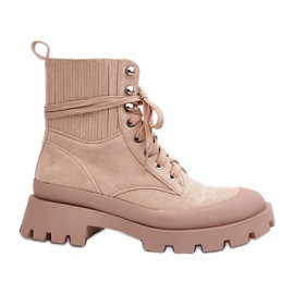 Stivali Trapper da donna Stringati Beige Gordts