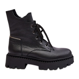 Stivali Trapper in pelle da donna con cerniera Zazoo 949P Neri nero