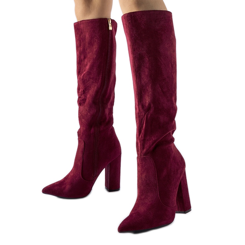 Stivali bordeaux con tacco alto di Cinq-Mars rosso