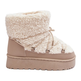 Stivali da neve stringati da donna con suola spessa, Loso beige