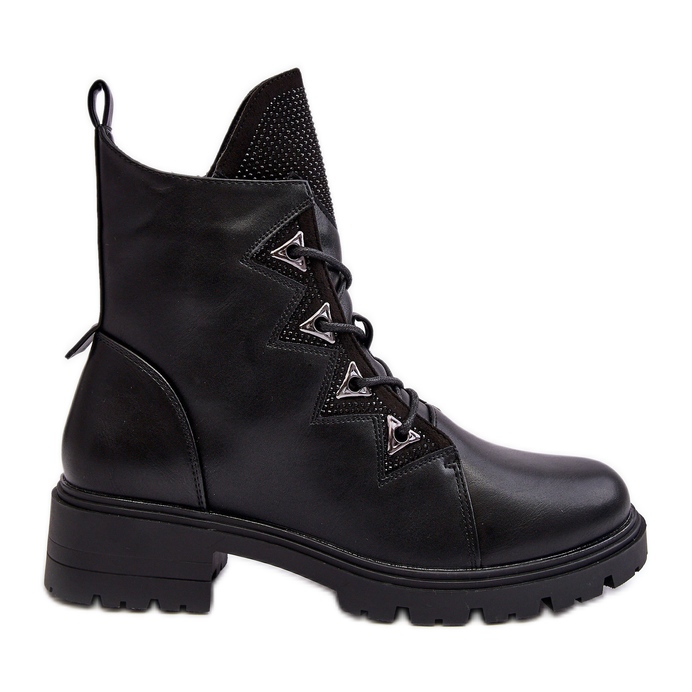 Stivali isolati in pelle con strass neri Gwen S.Barski HY93-52A nero