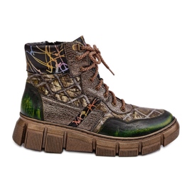 Stivali in pelle da donna fantasia Maciejka 06145-24 Oliva verde