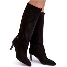 Stivali con tacco alto in pelle scamosciata da donna Laura Messi 2694 Neri nero