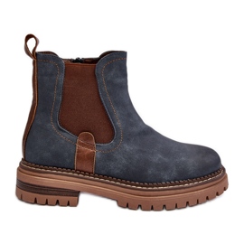 Stivaletti Chelsea isolanti da donna con tacco piatto, Blu Myrine