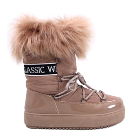 Kendals Stivali da neve in pelliccia color kaki beige