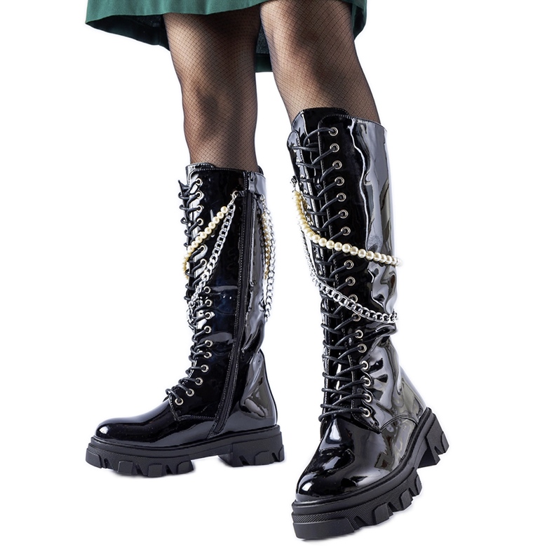 Stivali in vernice nera con perle Clarksburg nero