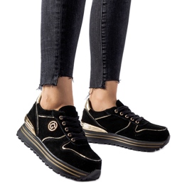 Sneaker Therrien in camoscio nero e oro