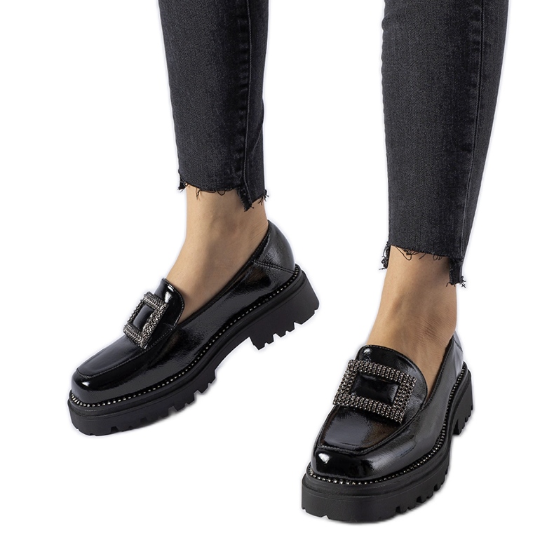 Mocassini in vernice nera con strass di Clarks nero