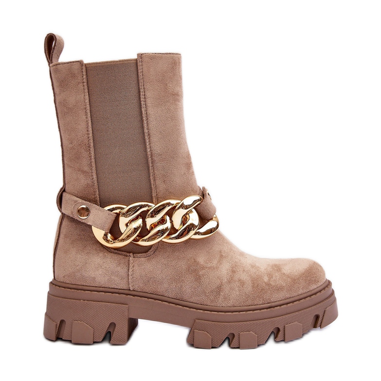 Stivaletti da Donna in Camoscio con Catena, Nemette Beige
