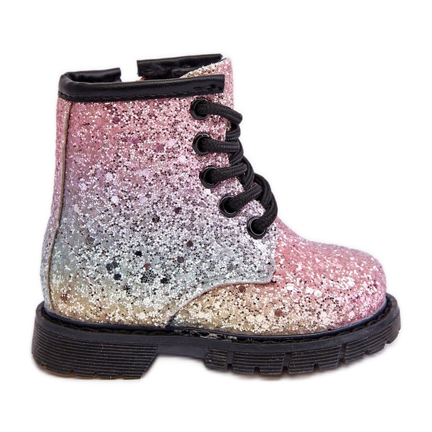 Stivali isolanti glitterati per bambini con cerniera Saussa multicolore