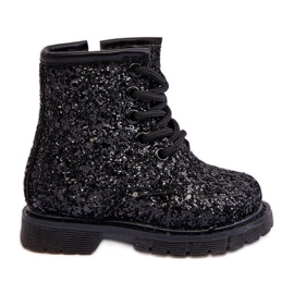 Stivaletti isolanti glitter per bambini con cerniera, Saussa nera nero
