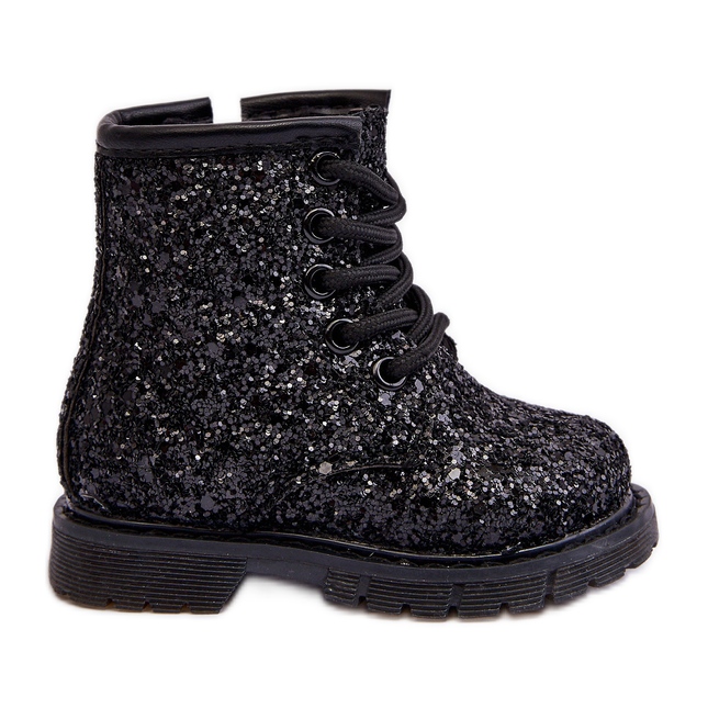 Stivaletti isolanti glitter per bambini con cerniera, Saussa nera nero