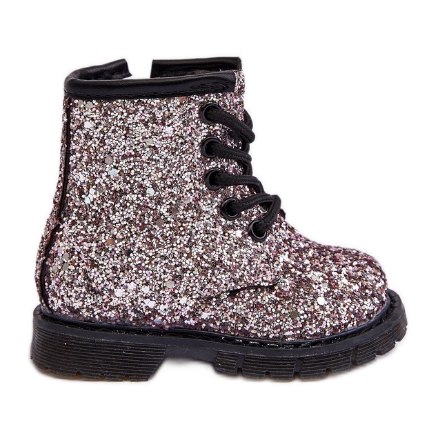 Stivali isolanti glitterati per bambini con cerniera, rosa Saussa